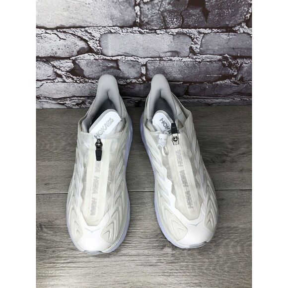 HOKA Project Clifton Blanc de Blanc Lunar White Mesh Center Zip Gym Shoes Men 8M - Picture 12 of 16